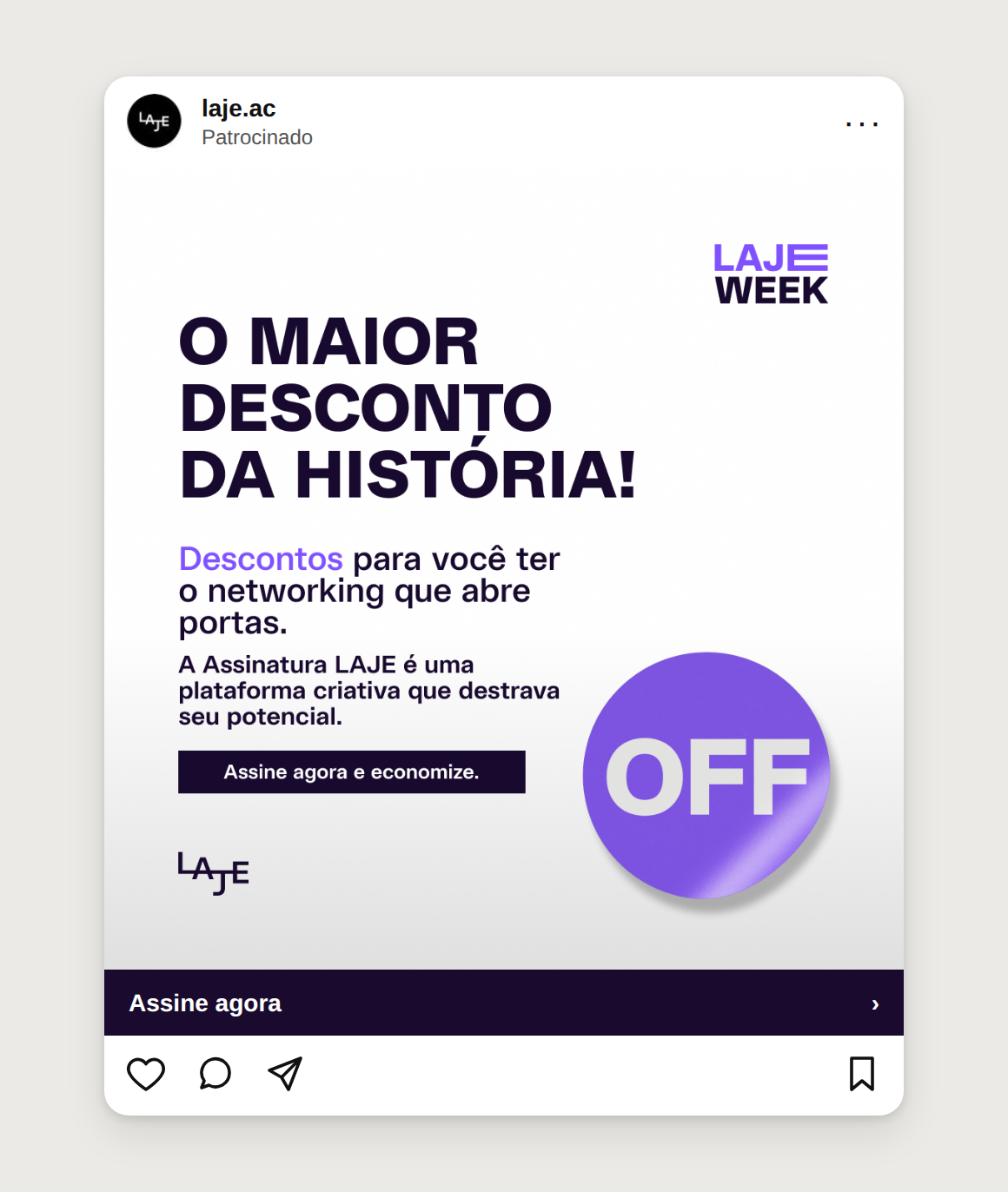 Anúncio O maior desconto da história da LAJE Week